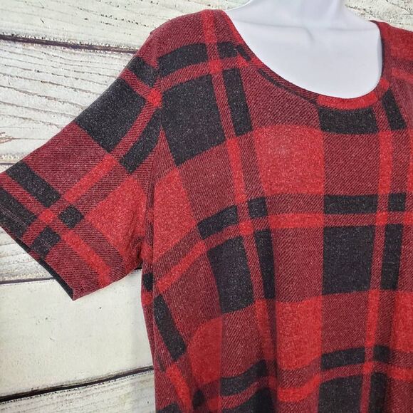 Maurices 24/7 Collection Women’s Red Plaid Tunic Tee Short Sleeve Top Size 1X - Picture 3 of 8